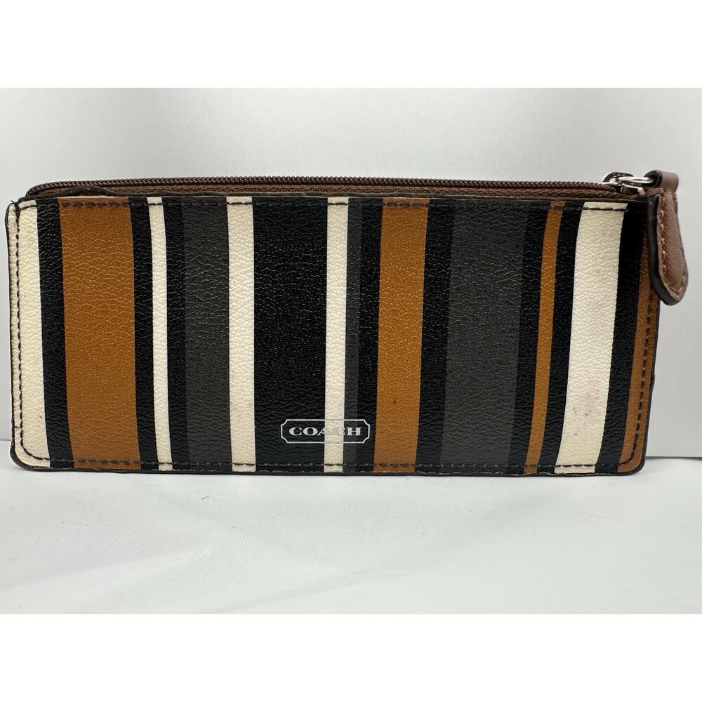 Vntg Rare COACH STRIPED Peyton MULTI COLOR Zip POUCH